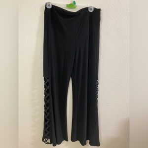 Joseph Ribkoff Black Wide Leg‎ Pants with Lattice Detail Size 6